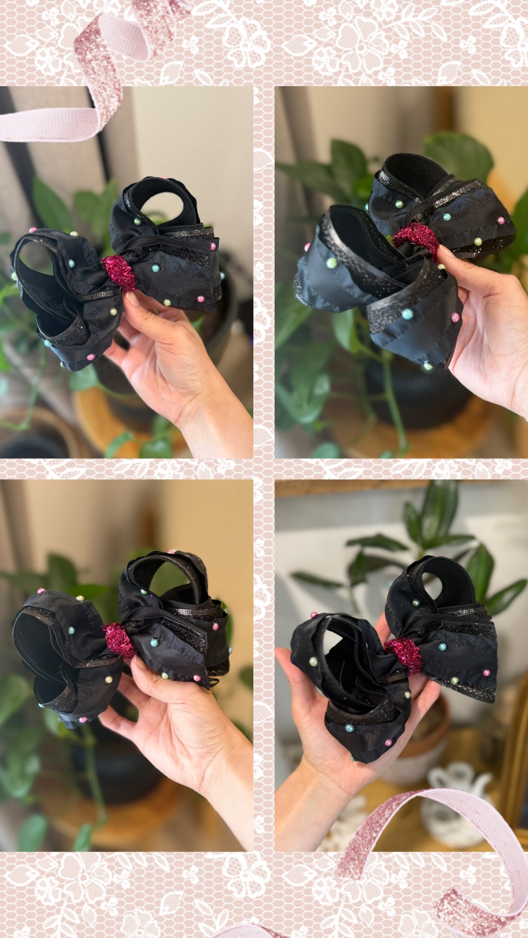 Black multi color pearls
